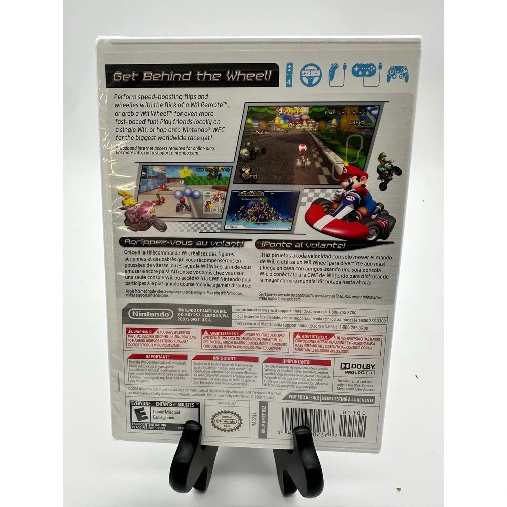 Nintendo Mario Kart Wii Game New Sealed with Authentic White Wii Wheel RVL-024